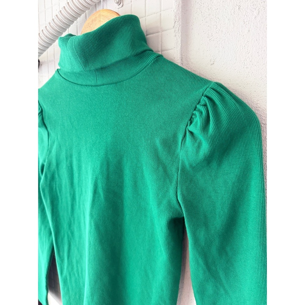 Gap Kids Girls Holiday Green Ribbed Puff Sleeve Turtleneck Top Size L 10 NWT - Picture 8 of 11